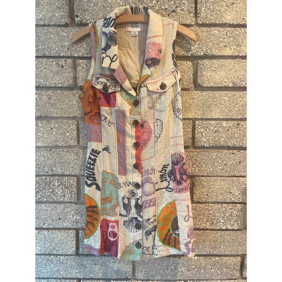 BDG Jasper Shift Mini Urban Outfitters Women's Sleeveless Button-Down Dress With - Picture 3 of 11